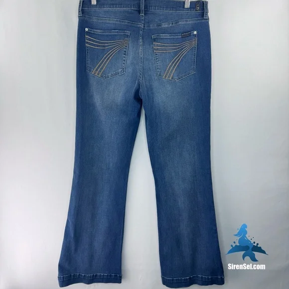 1231 7 For All Mankind Tailorless Dojo Jeans - Size 32 - Blue - Picture 6 of 16